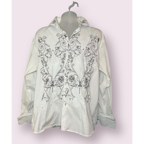 Pronti Collection By Phita Men's Size 2XL Floral Embroidered Button Down Shirt - Picture 1 of 5